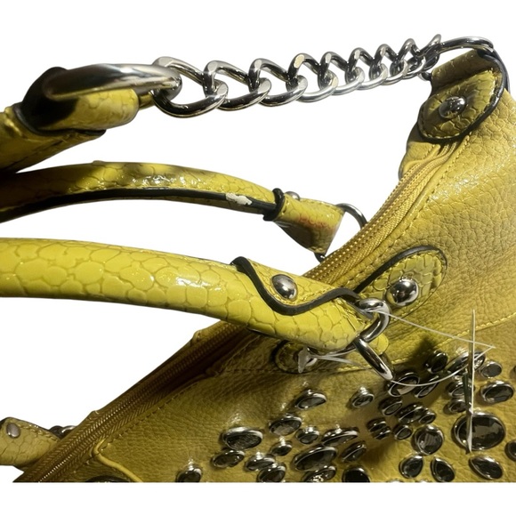 Kathy Van Zeeland yellow faux leather embelleced with rhinestones NWT - Picture 8 of 16